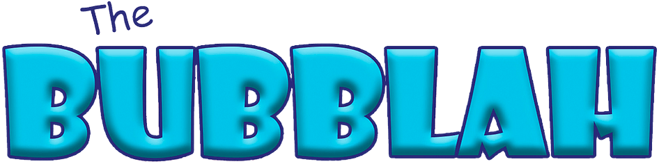 large blue bubble letters spell The Bubblah