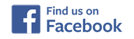 blue square facebook logo with the words Find us on Facebook next to it